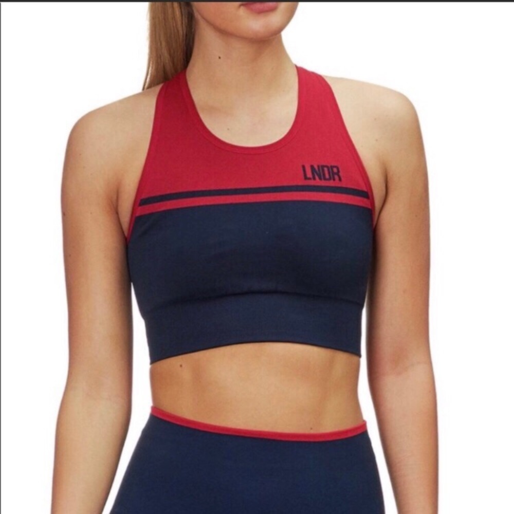 LNDR Navy Red Compression A-Grade Bra, M/L $85